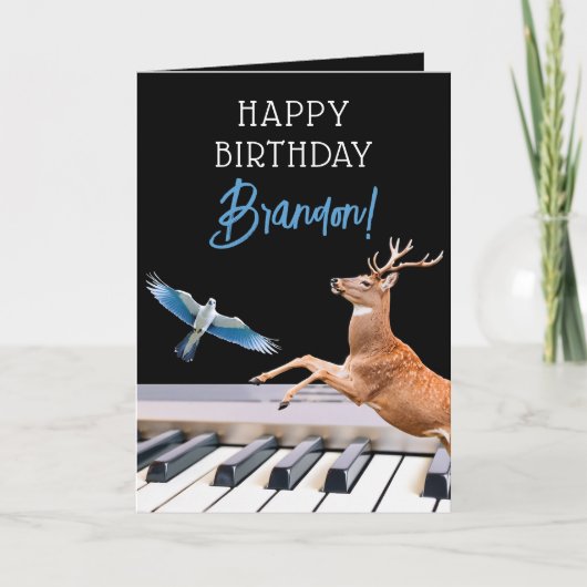 Cooles Black & Blue Animal Piano Geburtstag Karte (Vorderseite)