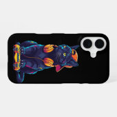 Cooles Black Cat Gamer Halloween Spooky Design iPhone 16 Hülle (Rückseite (Horizontal))