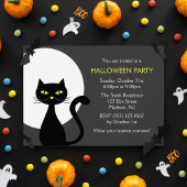 Cooles Black Halloween Cat Party Einladung
