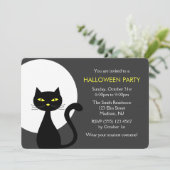 Cooles Black Halloween Cat Party Einladung (Stehend Vorderseite)