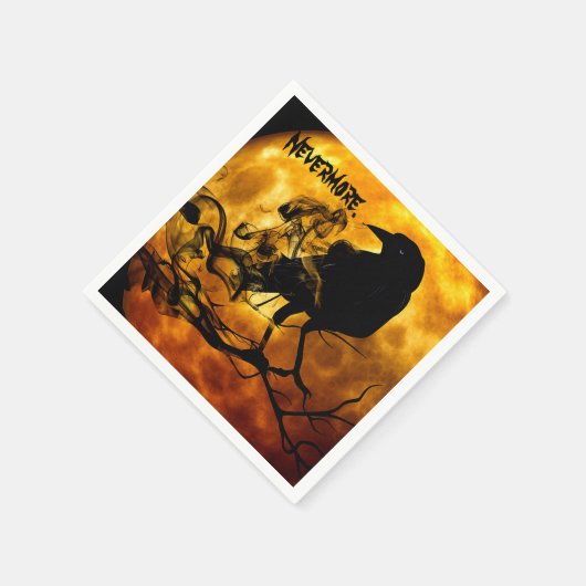 Cooles Black Raven Crow Orange Moon Halloween-Part Serviette (Ecke)