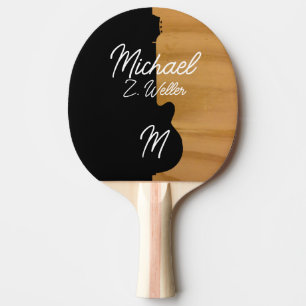 Cooles Black/Wood Ping Pong Paddle für Gitarrist Tischtennis Schläger