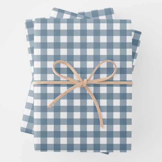 Cooles Blau kariert Geschenkpapier Set (Beispiel)