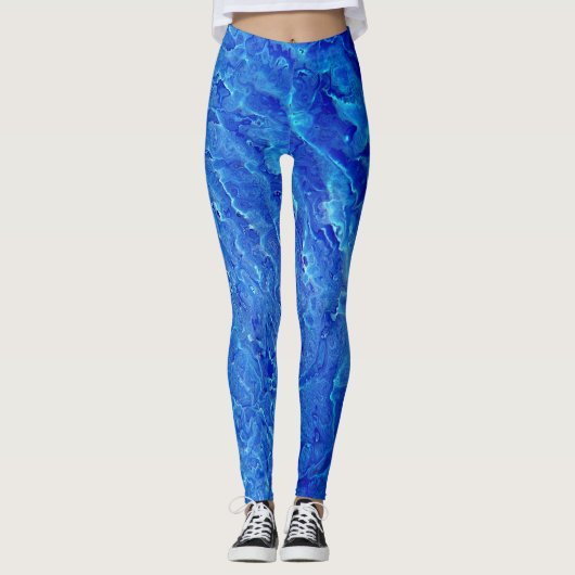 Cooles Blau und einzigartige Wassermuster Leggings (Vorderseite)