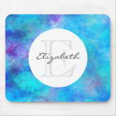 Cooles Blau und Lila Abstraktes Farbmonogramm Mousepad (Vorne)