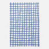 Cooles Blau und Weiß, Handgezogenes Gitter in Ink Geschirrtuch (Vertikal)