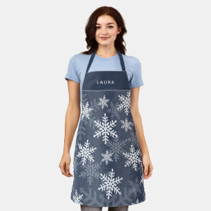 Cooles Blau und Weiße Schneeflocken Weihnachtsfeie Schürze