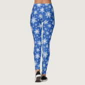Cooles blau-weißes Schneeflocken-Muster Leggings (Rückseite)