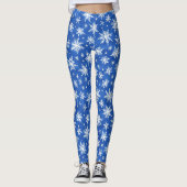 Cooles blau-weißes Schneeflocken-Muster Leggings (Vorderseite)