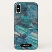 Cooles blaues Abstraktes Marmormuster mit dem Name Case-Mate iPhone Hülle (Rückseite)