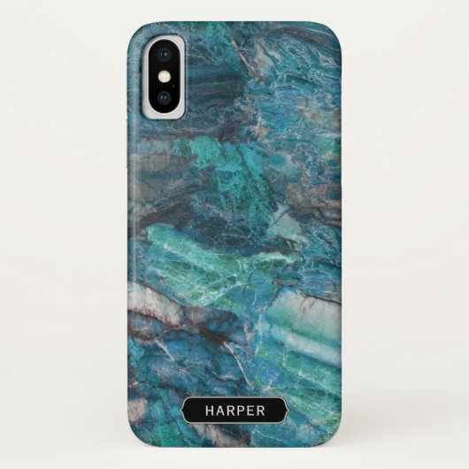 Cooles blaues Abstraktes Marmormuster mit dem Name Case-Mate iPhone Hülle (Rückseite)