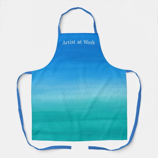 Cooles Blaues Aquamarines Ombre Wasserfarben Künst Schürze (Vorderseite)