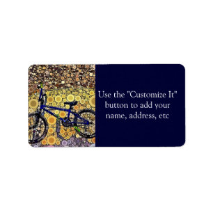 Cooles blaues Fahrrad-konzentrischer Adressaufkleber