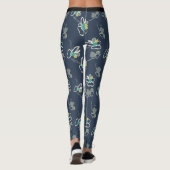 Cooles blaues Federmuster Leggings (Rückseite)
