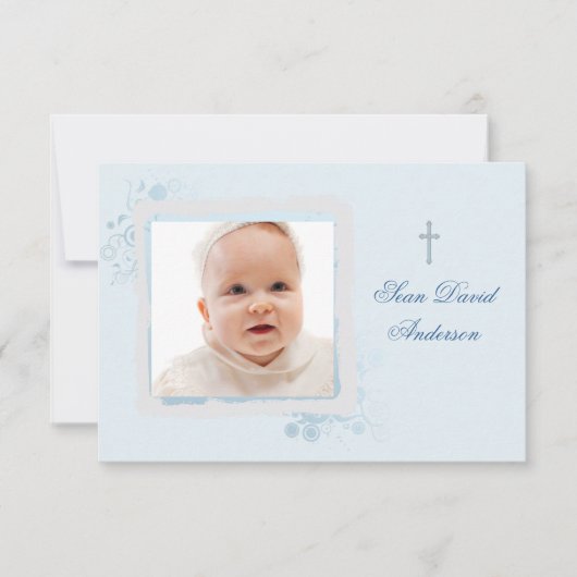 Cooles blaues flaches Foto danken Ihnen Dankeskarte (Vorderseite)