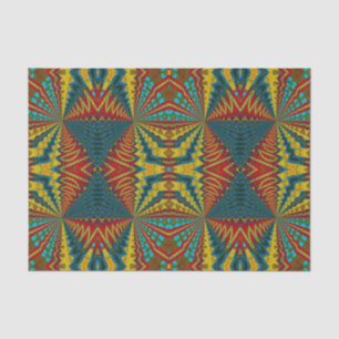 Cooles blaues gelbes Retro geometrisches Ethnic Tr Seidenpapier