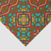 Cooles blaues gelbes Retro geometrisches Ethnic Tr Seidenpapier (Detail)