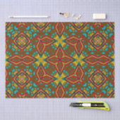 Cooles blaues gelbes Retro geometrisches Ethnic Tr Seidenpapier (Handwerk)