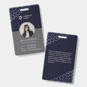 Cooles, blaues graues Employee Foto ID Geometrisch Ausweis (Vorder- & Rückseite)