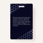 Cooles, blaues graues Employee Foto ID Geometrisch Ausweis (Rückseite)