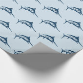 Cooles blaues illustriertes Schwertfisch-Muster Geschenkpapier (Ecke)