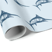 Cooles blaues illustriertes Schwertfisch-Muster Geschenkpapier (Rolleneckpunkt)