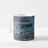 Cooles blaues Leiterplatten-Foto Fett Monogramm Kaffeetasse (Vorderseite Links)
