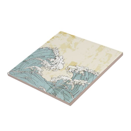 Cooles blaues Meeresrauschen-Bild Fliese (Seite)