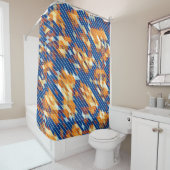 Cooles blaues orangefarbenes Muster Duschvorhang (Beispiel)