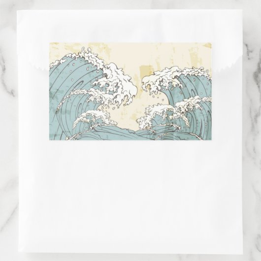 Cooles blaues Ozeanbild Rechteckiger Aufkleber (Tasche)