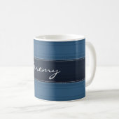 Cooles blaues personalisiertes Monogramm Kaffeetasse (VorderseiteRechts)