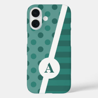 Cooles blaues Polka-Dot- und Streifenmuster iPhone 16 Hülle