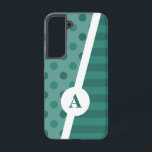 Cooles blaues Polka-Dot- und Streifenmuster Samsung Galaxy Hülle<br><div class="desc">Dekorieren Sie Ihr Telefon mit diesem blauen Polka Punkt und Streifen Gehäuse! Sie können diesen Fall mit Ihrem Monogramm Initial am unteren Rand anpassen!</div>