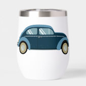 cooles blaues Retro-Auto mit Schrammen (Rückseite)