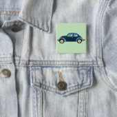 cooles blaues Retro-Auto mit Schrammen Button (Beispiel)