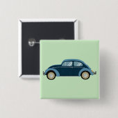 cooles blaues Retro-Auto mit Schrammen Button (Vorne & Hinten)