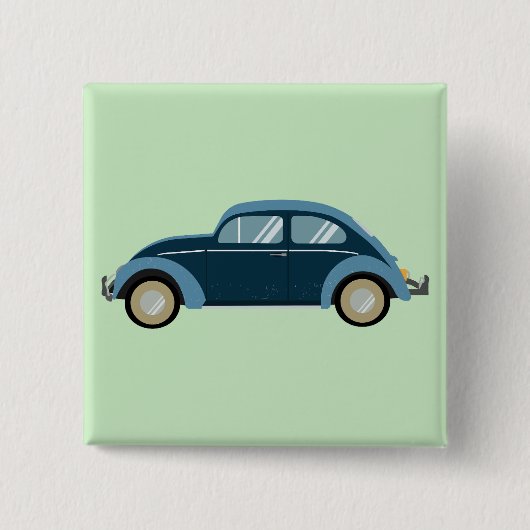 cooles blaues Retro-Auto mit Schrammen Button (Vorderseite)