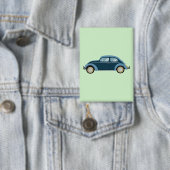 cooles blaues Retro-Auto mit Schrammen Button (Insitu)