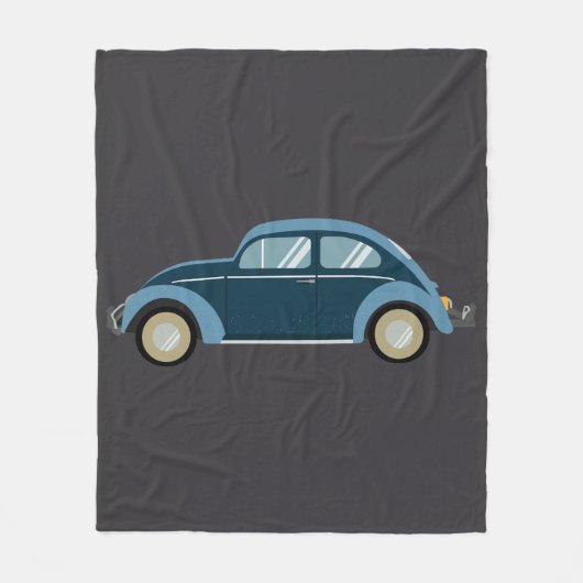 cooles blaues Retro-Auto mit Schrammen Fleecedecke (Vorderseite)