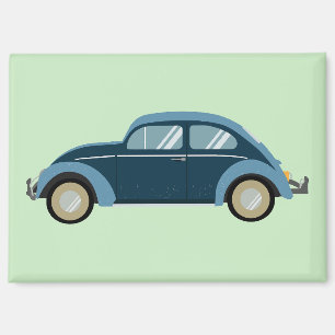cooles blaues Retro-Auto mit Schrammen Magnet