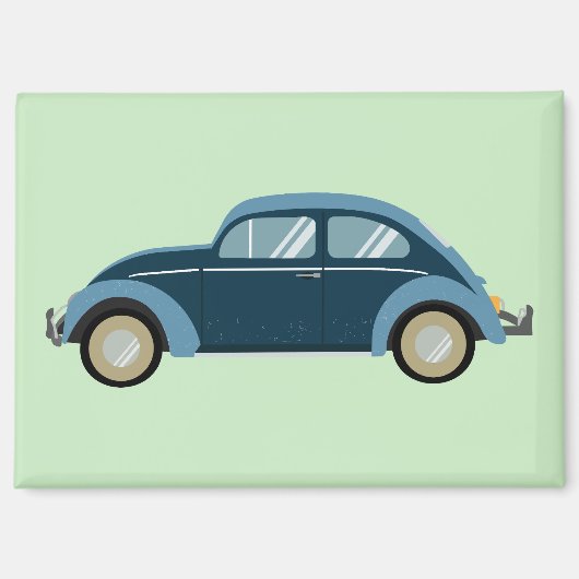 cooles blaues Retro-Auto mit Schrammen Magnet (Vorderseite)