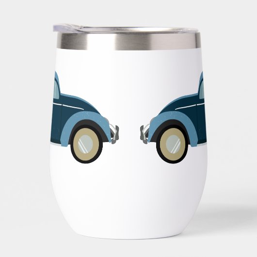 cooles blaues Retroauto mit Manschetten (Rechts)