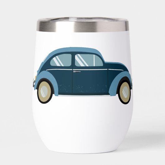 cooles blaues Retroauto mit Manschetten (Rückseite)