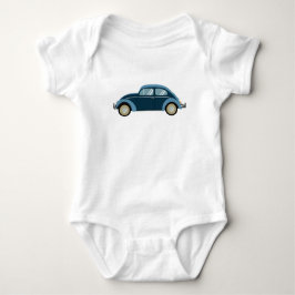 cooles blaues Retroauto mit Manschetten Baby Strampler