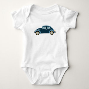 cooles blaues Retroauto mit Manschetten Baby Strampler