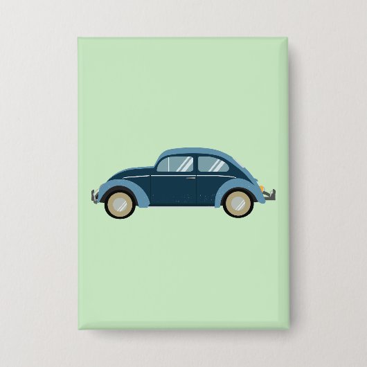 cooles blaues Retroauto mit Manschetten Button (Vorderseite)