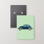 cooles blaues Retroauto mit Manschetten Button (Vorderseite/Rückseite)
