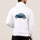 cooles blaues Retroauto mit Manschetten Hoodie (Rückseite)