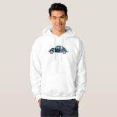 cooles blaues Retroauto mit Manschetten Hoodie (Vorne ganz)