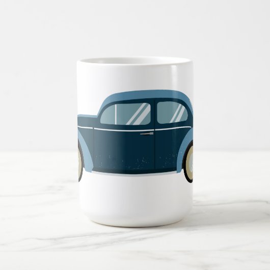 cooles blaues Retroauto mit Manschetten Kaffeetasse (Mittel)